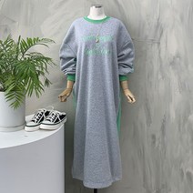 컬러링 배색 루즈핏 기모 원피스