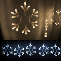 LED 크리스마스 줄조명 LED 눈꽃장식 눈결정 연결형 커튼조명 트리전구 웜화이트 백색 4색칼라 청색