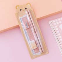 고속카메라 초고속카메라 5 개/대 만화 곰 고양이 연필 지우개 눈금자 숫돌 학교 용품 문구 2021, 04 Bear Yellow