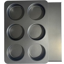 Elesinsoz 6컵 스트레이트 사이드 점보 잉글리시 머핀 컵케이크 팬 뚜껑 포함 햄버거 번 에그 샌드위치 프리타타 시나몬 롤 포카치아 키쉬 팬케이크 후피 파이 케이크 논스틱 베