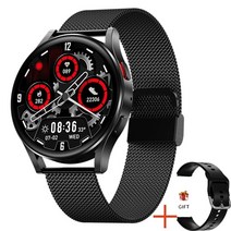 Women Smartwatch Full Touch screen Support Dial Call Heart Rate Blood Pressure Smart Watch men for S, 검은 그물