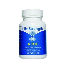 Life Strength ADK 90캡슐 의사가 배합한 비타민 A1/D3/K2(MK7) 뼈/심장 건강 및 면역계 지원/면역 부스트(글루텐 프리 콩 프리 GMO 프리), 90 Count