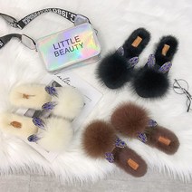 따뜻한 고급소재 토끼털 슬리퍼 퍼 사무실슬리퍼