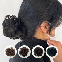 똥머리 가발 면접 승무원 머리 가채 곱창 당고 컬 올림머리 풍성한헤어 똥손 2개, 1, 2컬머리-다크브라운, 본상품선택