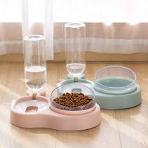 차차미 애견 반자동 2in1 물공급기 사료 급식기 세트 고양이 강아지 밥그릇 물통 애완 반려묘, 1세트, 랜덤