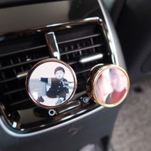 자동차액자제작 향기나는 강아지 가족 아기사진 결혼사진 송풍구액자 석고방향제 차량용포토클립, 골드, 프리지아