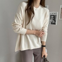 마이시즌 여성용 a라인핏 라운드 니트