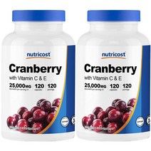 뉴트리코스트 크랜베리 비타민 C & E 25000mg 캡슐, 120개입, 2개