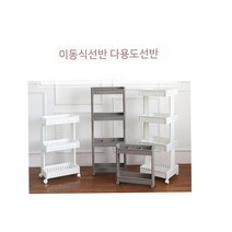 딸기체험 아기용품 이동식선반 반려묘용품 슬라이딩수납장 기저귀수납 주방트롤리 공간활용선반 욕실카트, 미들3단 웜그레이