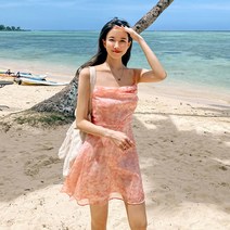 [비치팜]하티 미니 원피스 플라워 쉬폰 신혼여행 드레스