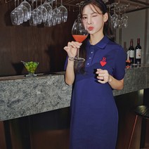 [MLB] 여성 하트 피케 슬림핏 반팔 원피스(3FOPH0133)