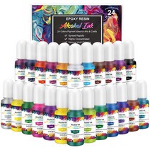 UV 에폭시 수지 쥬얼리 제조를 위한 24컬러/10ml DIY 수지 피그먼트 키트 캔들 비누 아트 잉크 알코올 배색제 잉크 확산 세트입니다, 1갑/24병입니다