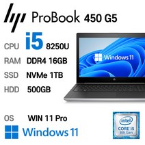 HP Elite Book 450 G5 i5-8250U Intel 8세대 16GB 가성비 좋은 전문가용 노트북, EliteBook 450 G5, WIN11 Pro, 1TB, 코어i5, HDD 500GB