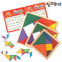 토단 칠교놀이 탱그램 원목 칠교판 조각퍼즐 수학 창의력 교구 세트, 칠교놀이 4000