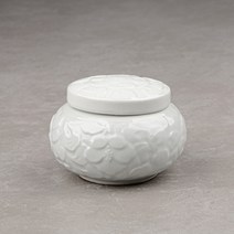 [성연티세라] 백자 당초 낮은단지(600g) 꿀단지 경옥고단지
