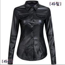 자칠 패턴 데일리 편한 티 네모 레더셔츠 오피스룩 검정 여성 추천