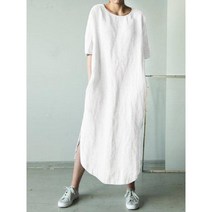 린넨 원피스 셔츠형 지지미 40대 중년 여름 키작녀 77사이즈 빅사이즈 바스락