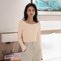 베씨 여성 빅사이즈 입술넥 모달 긴팔 티셔츠 여자 보트넥