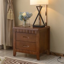 북유럽 원목 협탁 우드 서랍장 거실 침대 옆 월넛 수납 선반 나무 수납장, 호두나무