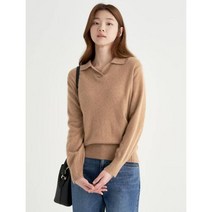 [빈폴레이디스] 옐로이시 브라운 라쿤 혼방 T칼라 니트 (BF2X51C07B)