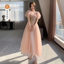 들러리 하객 브라이덜샤워 드레스 그레이 고급스러움 날씬해 보이는 -131122