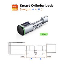 지문인식도어락 디지털 지문인식 전자 도어락 SA 유로 Tuya 또는 TTLock 앱 지문 RFID 카드 실린더 스마트 도어 잠금 Alexa Google 홈 교체 장치 스마트홈 알, Tuya Silver_A 45 B 45