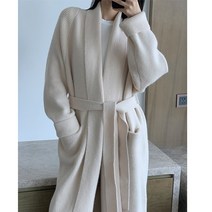 여성 브이넥 등원룩 로브 가디건 cashmere long cardigan 가운 모양의 코트 알파카 롱 스웨터 부드러운 두꺼운 느슨한 레이스