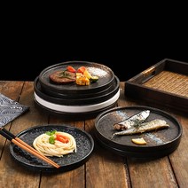 일본식 파인 다이닝 플레이트 접시 수입 그릇 아울렛 세라믹 빈티지 명품 화소반 사기 레트로 브런치 고급 호텔 접대용 남대문 시장 스테이크, A@