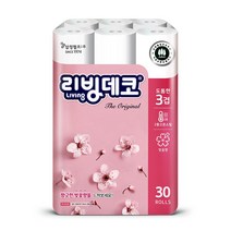 삼정펄프 리빙 데코 엠보싱 30m 3겹 30롤 1팩 벚꽃향 화장지 두루마리 휴지, 30개, 단품