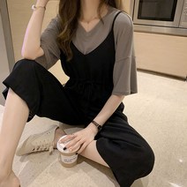 Modlauna 2023 년 여름 새로운 점프슈트 반팔 티셔츠 투피스
