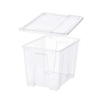 이케아 SAMLA 삼라 수납함+뚜껑 투명 39x28x28cm/22 L/수납함/정리함, 없음, 투명_901.809.40_set