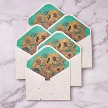10 개몫 10X7.5CM 빈티지 봉투 클래식 반 고흐 유화 및 식물 예술적 편지 청첩장, 해바라기