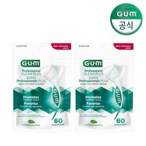 선스타 검 [2월특가] GUM 치과 스마트 손잡이형 프로페셔널 클린 2중 민트 치실(60p) (885) 2개, 단품없음