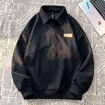 터틀넥와펜남빅사이즈캐주얼루즈자카드후드W325-P48