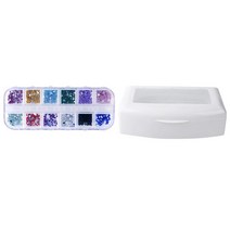 1200Pcs 네일 아트 라인 석 Glitters 아크릴 팁 amp 1X 살균기 트레이 소독 페디큐어 매니큐어 박스, [01] MULTI
