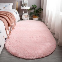 거실용 타원형 센터 카펫 대형 플러시 푹신한 어린이 침실 키즈 침대 룸 털이 부드러운 발 매트 홈 데코, pink_60x160cm