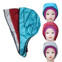 루시피 폴리 파마 스카프 두건 3color (모자형/끈) 미용실 외출모자, 레드