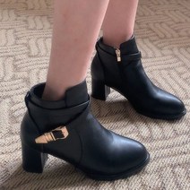리디아 블랙 심플 숏부츠 키높이 부티힐 펌프스 통굽 앵클 부츠 가을 겨울 데일리 20대 여자 직장인 출근룩 코디 패션 정장 캐주얼 미들힐 구두 신발 6cm