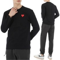 [꼼데가르송] [추가인하] 22FW 레드하트 와펜 티셔츠 AZ T118 BLACK