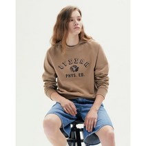 헤지스레이디스 22FW PUPPY베이지 프린트배색 면 긴팔티셔츠 HSTS2DL51I2