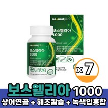 플러스 보스웰리아 정 알약 캡슐 타입 보스웰릭산 순도65% 함유상어연골 녹색입홍합 해조칼슘 식약처 HACCP 인증, 7박스, 보스웰리아 90정