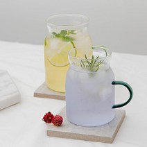 레벤호프 컬러 손잡이 내열유리 투명 머그컵 우유잔 에이드컵 밀크머그잔 330ml 500ml, 엠버