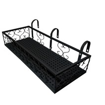 모칸도 베란다 화분걸이 난간 화분걸이대 (고층 직각형 60x20cm) 난간용 고리 3개, 01.화분걸이대(직각형)60x20_블랙