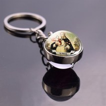 세인트 패트릭 마이클 글라스 볼 키 체인 열쇠 고리 엔젤 보호 반지 종교 보석 기독교 선물, size 10, [10] size 10