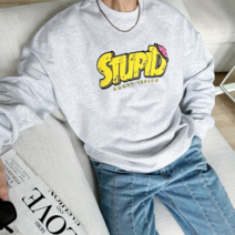 노멀쉐이크 남여공용 오버핏 스투핏 프린팅 발포 맨투맨 목안늘어나는티