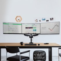카멜마운트 트리플 모니터암 30인치 모니터거치대 USB 연결 상하각도조절 암회전, 30인치 트리플모니터암/CMA2TP-블랙