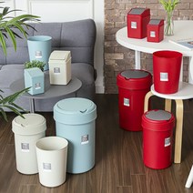 스윙 화장실 인테리어 휴지통 20L 종량제 쓰레기통, 코멕스 클린 푸쉬 휴지통 1.38L 레드