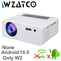 단초점빔프로젝터 캠핑 WZATCO W1 1920*1080P 4K LED 프로젝터 스마트 와이파이 안드로이드 9.0 Proyector 홈 시어터 미디어 비디오 플레이어 6D 키스톤 게임 비머, 러시아, Only W2