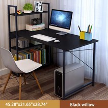 컴퓨터 책상 노트북 선반 서랍과 테이블 학습 테이블을 작성 큰 나무 사무실 PC 노트북 워크 스테이션 홈 게임 데스크, CHINA|B Black 115cm
