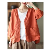 가든뷰티 빈티지 중공업 린넨 가디건 여성 문예 루프 버튼 퓨어 코트 기질 상의 아우터